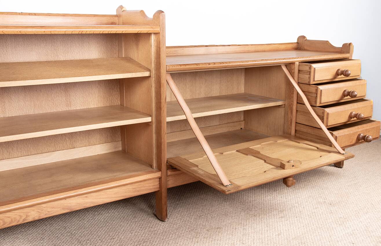 French enfilade in solid oak by Guillerme and Chambron 1960.