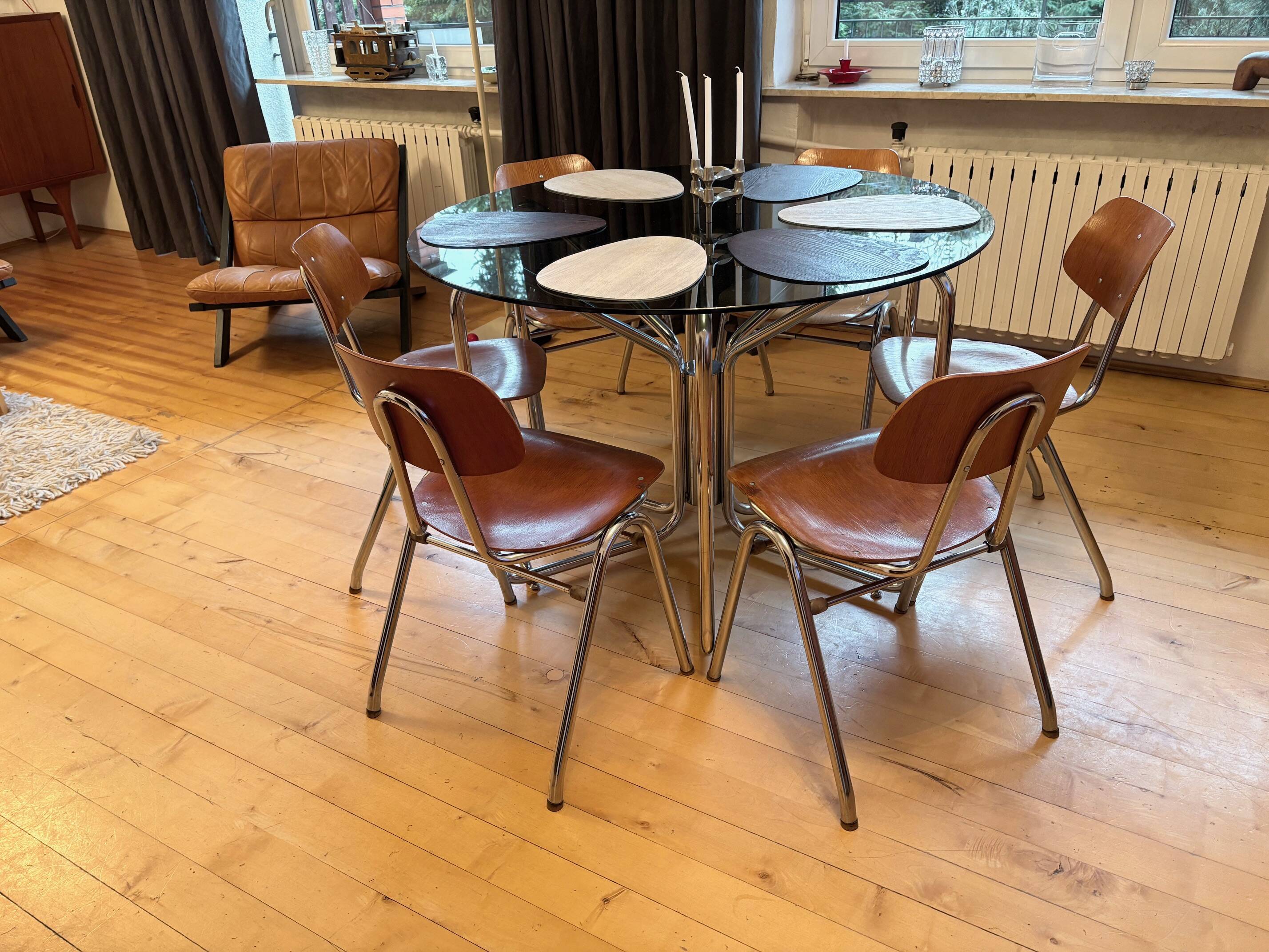 Set of six KN-38 chairs designed by Karl Nothhelfer for VS Möbel, Germany,