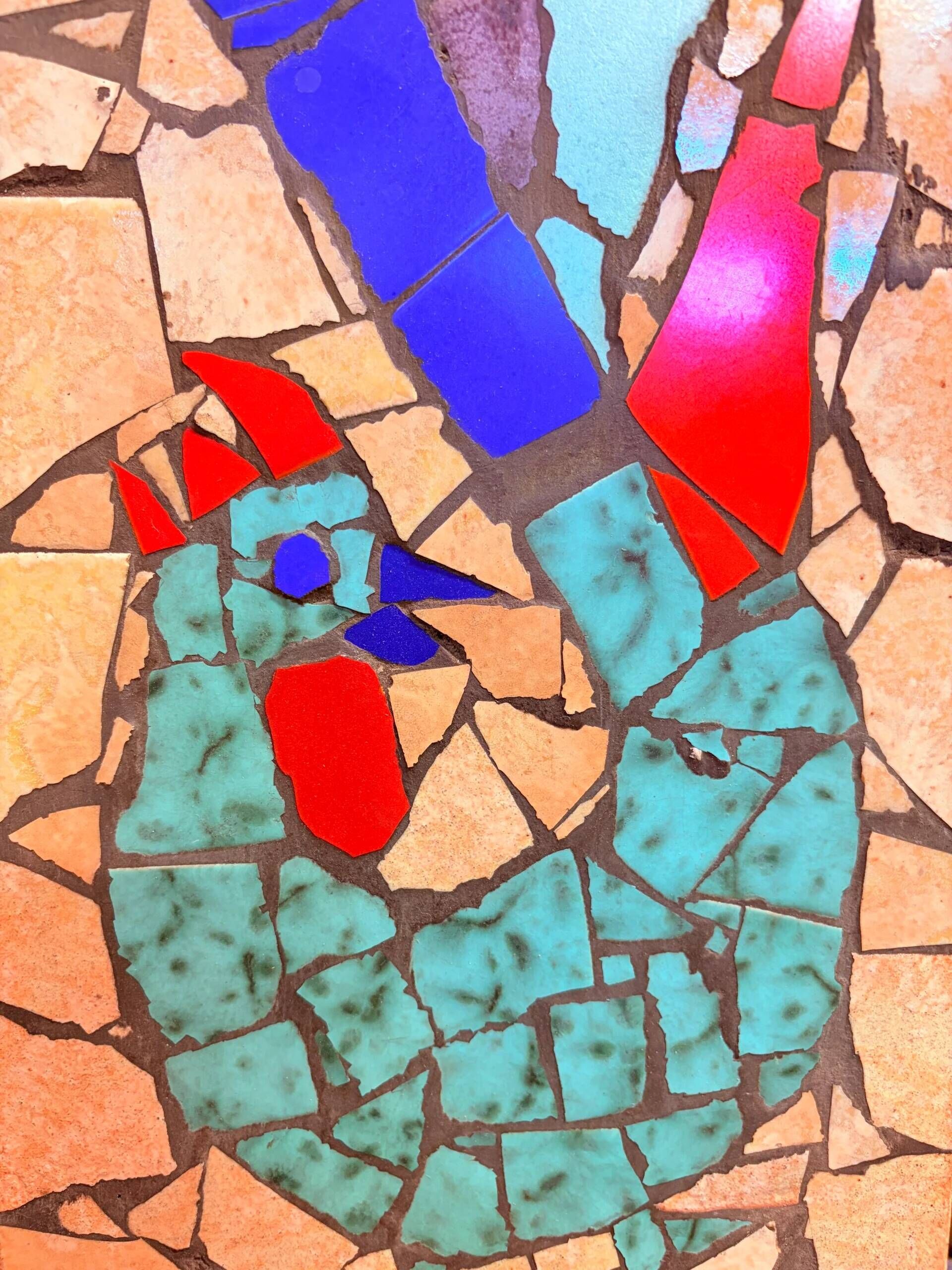 Mid-century mosaic wall panel, image of a rooster