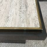 Table Basse Travertin Belgo Chrome années 1970