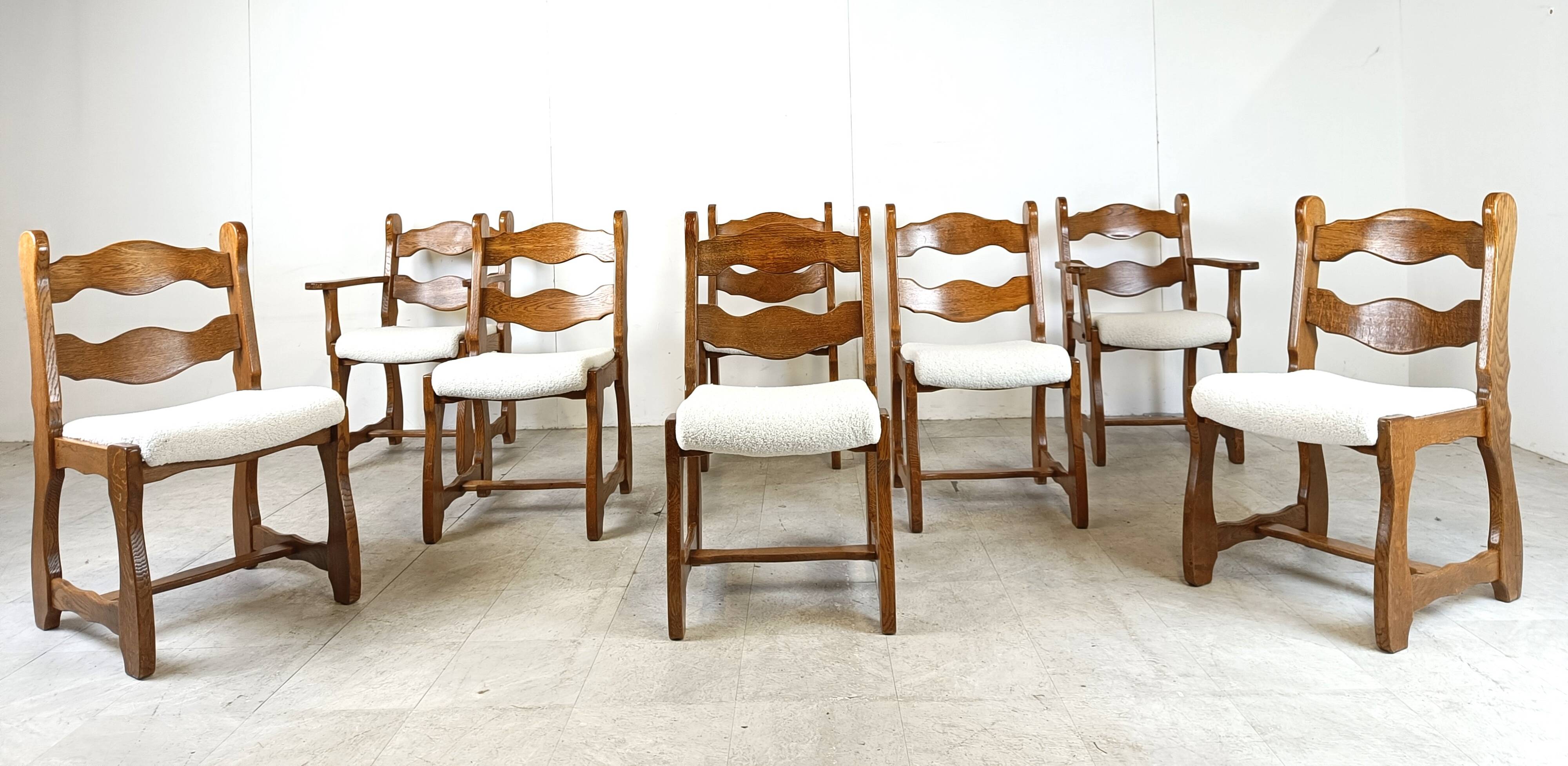 Vintage brutalist dining chairs, set of 8 - 1960s