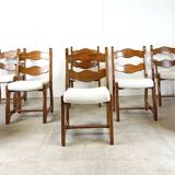 Vintage brutalist dining chairs, set of 8 - 1960s