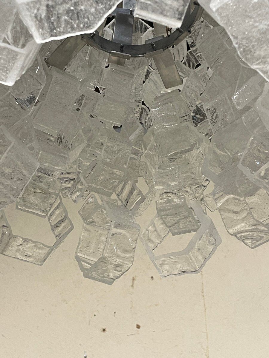 Hexagonal glass Cascade chandelier attributed to Av Mazzega, 1970s.