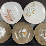 Set of 5 deep plates 21 cm in earthenware from MBFA Pornic model diff.