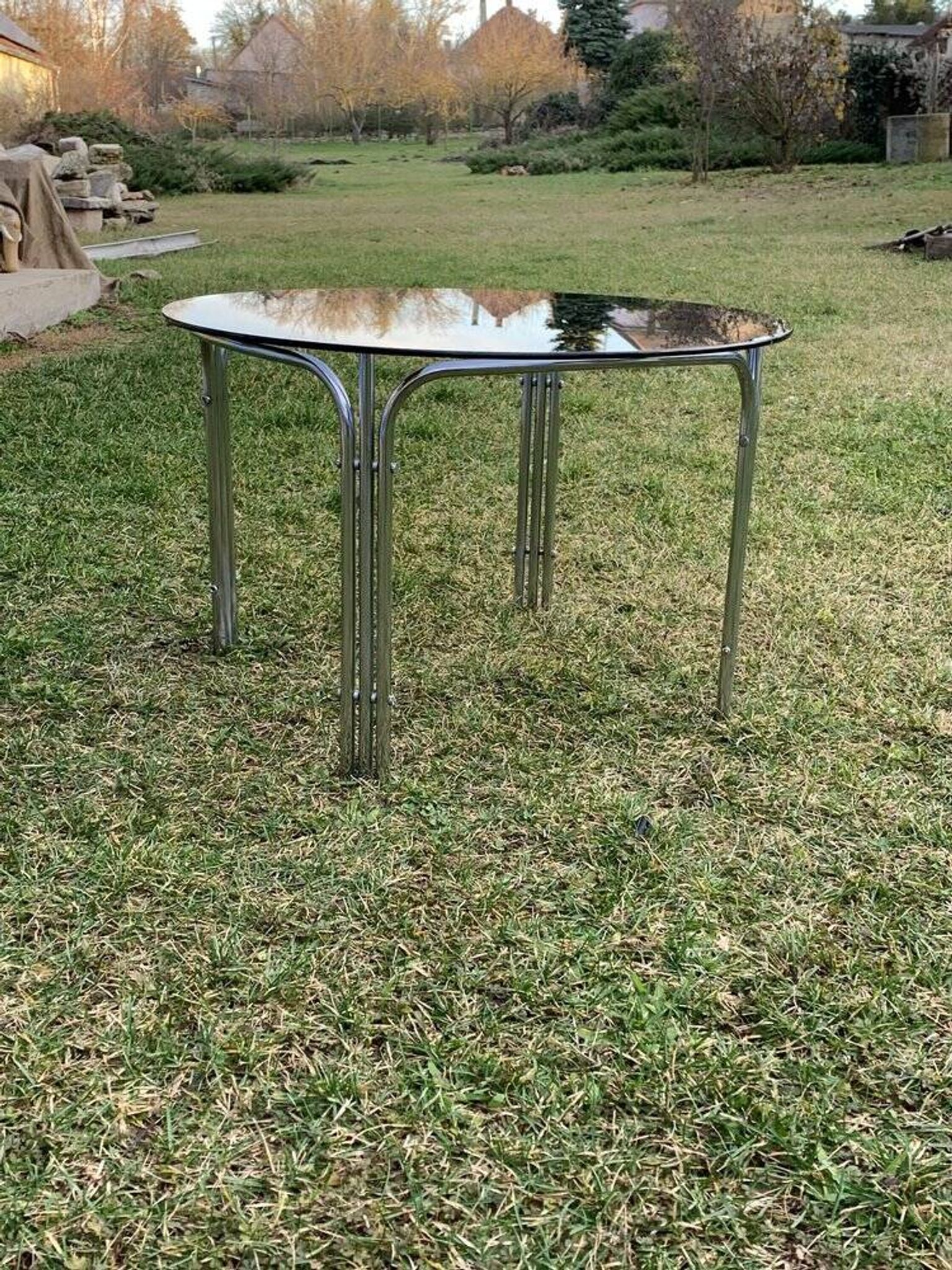 Table basse tubulaire en chrome, années 1960