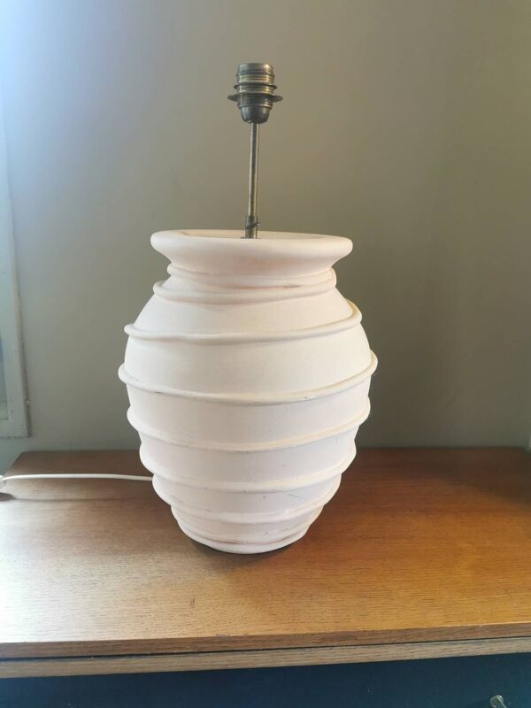 Grand pied de lampe vintage en terre cuite