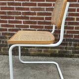 Cesca chair b32 model in white and wood by Marcel Breuer