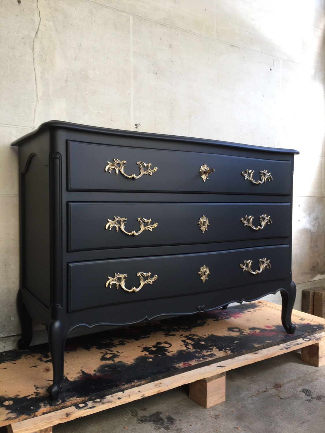 Black restyled vintage chest of drawers