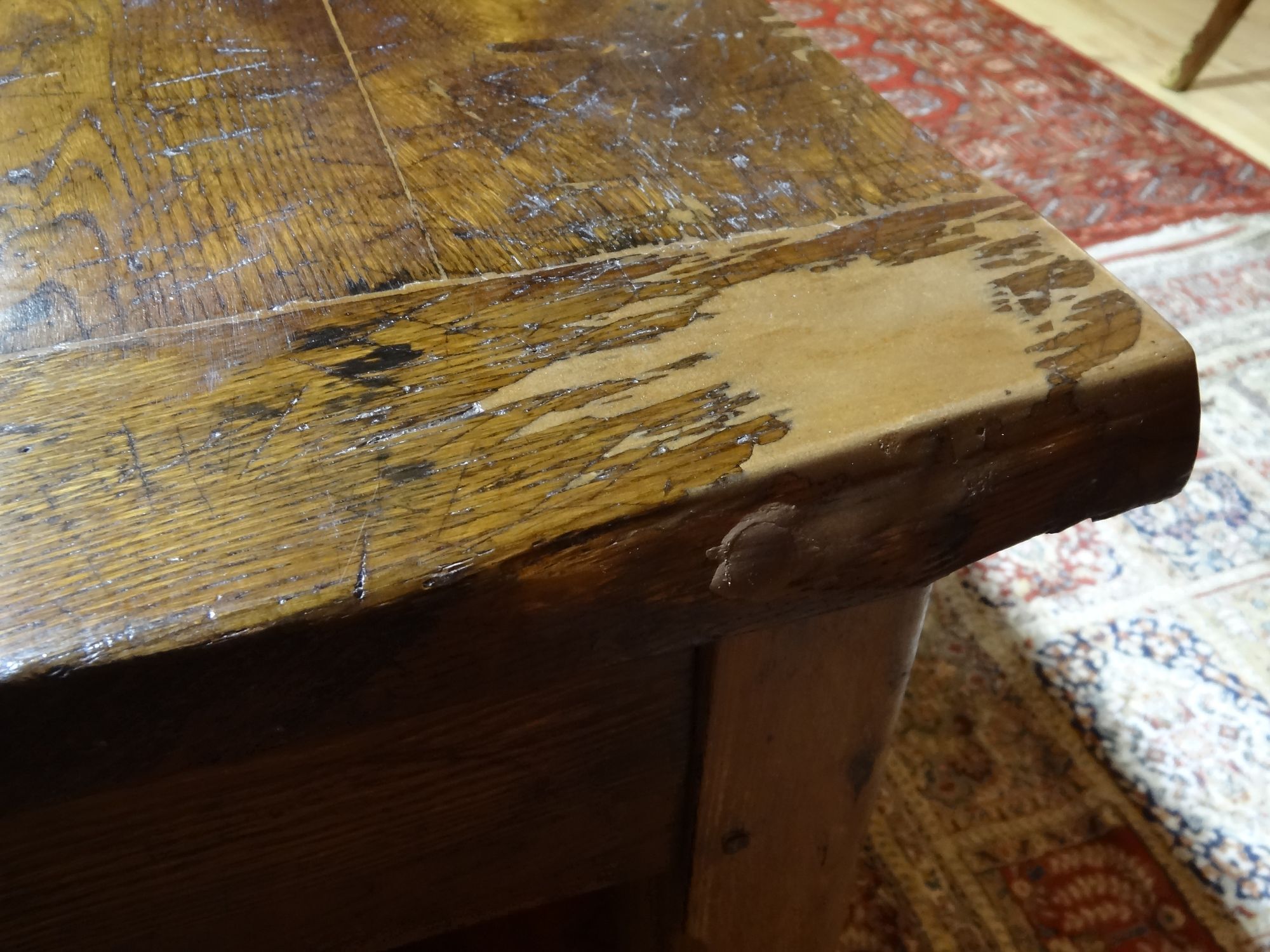 Nineteenth century farmhouse table in natural oak wood 140 x 90 cm