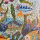 Large vintage mosaic wall fresco 1950