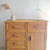 Vintage rattan chest of drawers