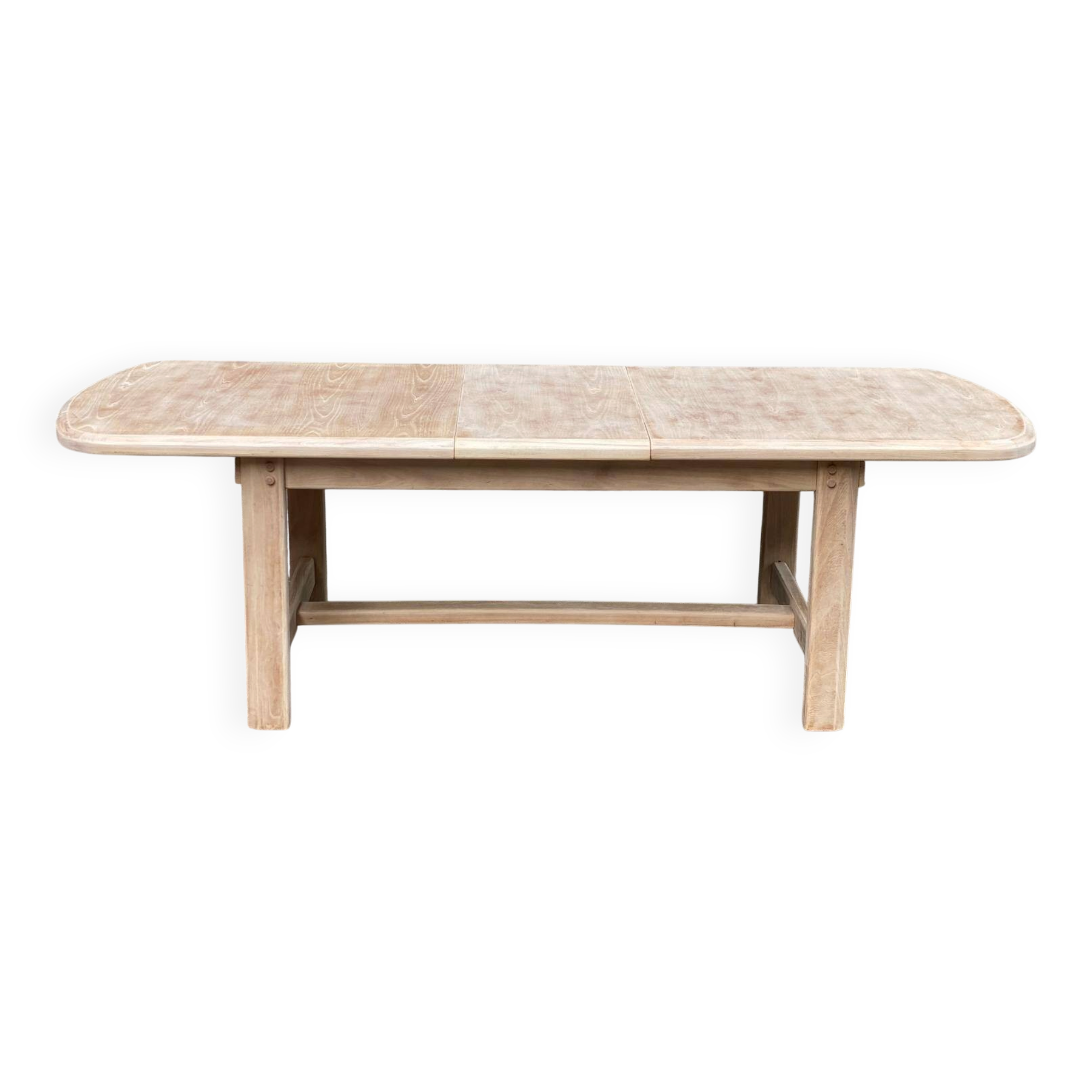 Extendable dining table in solid elm, Maison Regain brutalist 70s.