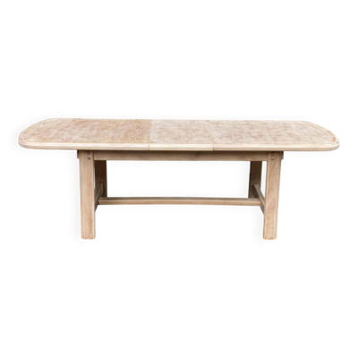 Table de repas extensible en orme massif Maison Regain brutaliste 70s