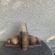 Pair of vintage carved wood and metal ball bookends