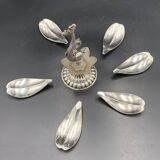 Fleuron - Christofle - Vintage caviar spoon display "Flower of Poseidon" in silver metal