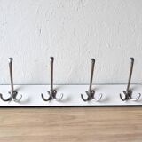 Vintage wall coat rack in white Formica - quadruple hook
