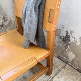 Elm and leather armchair Maison Regain