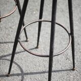 Set of 4 bar stools, metal and imitation leather stool, high stool