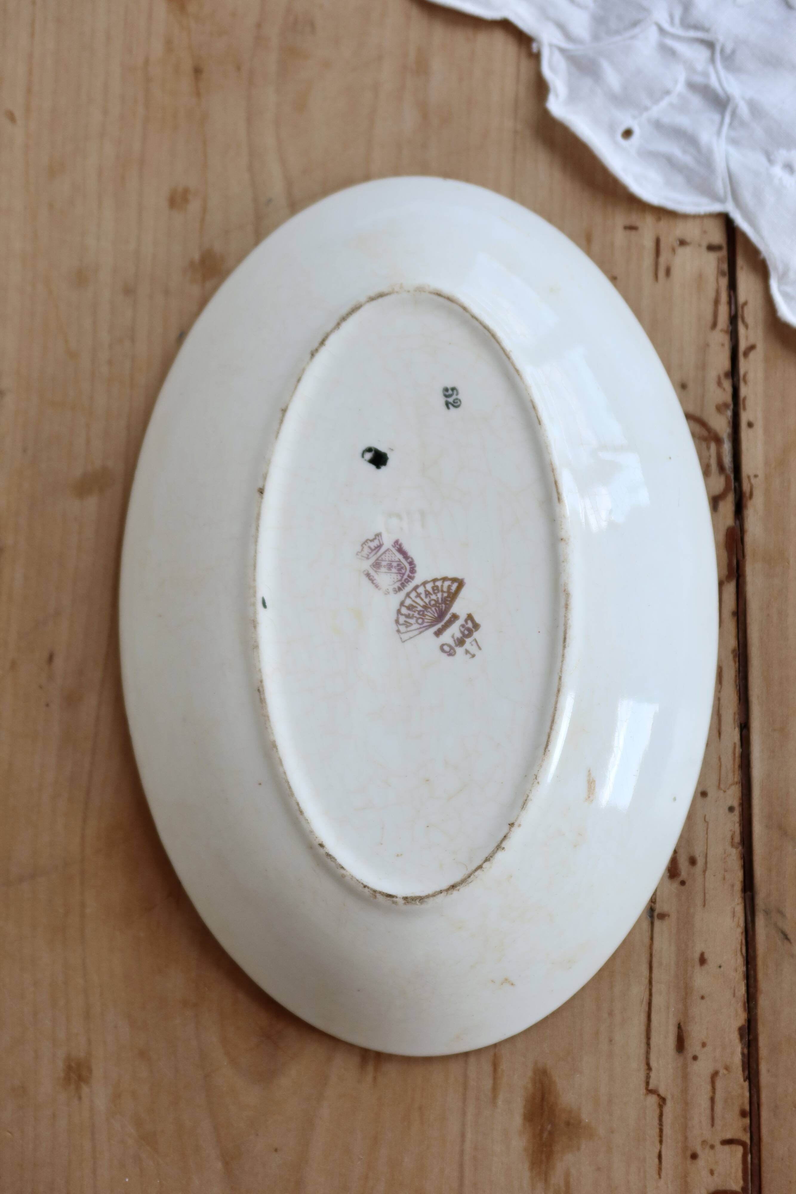 Ravier vintage faïence ivoire Digoin Sarreguemines – Décor fleurettes