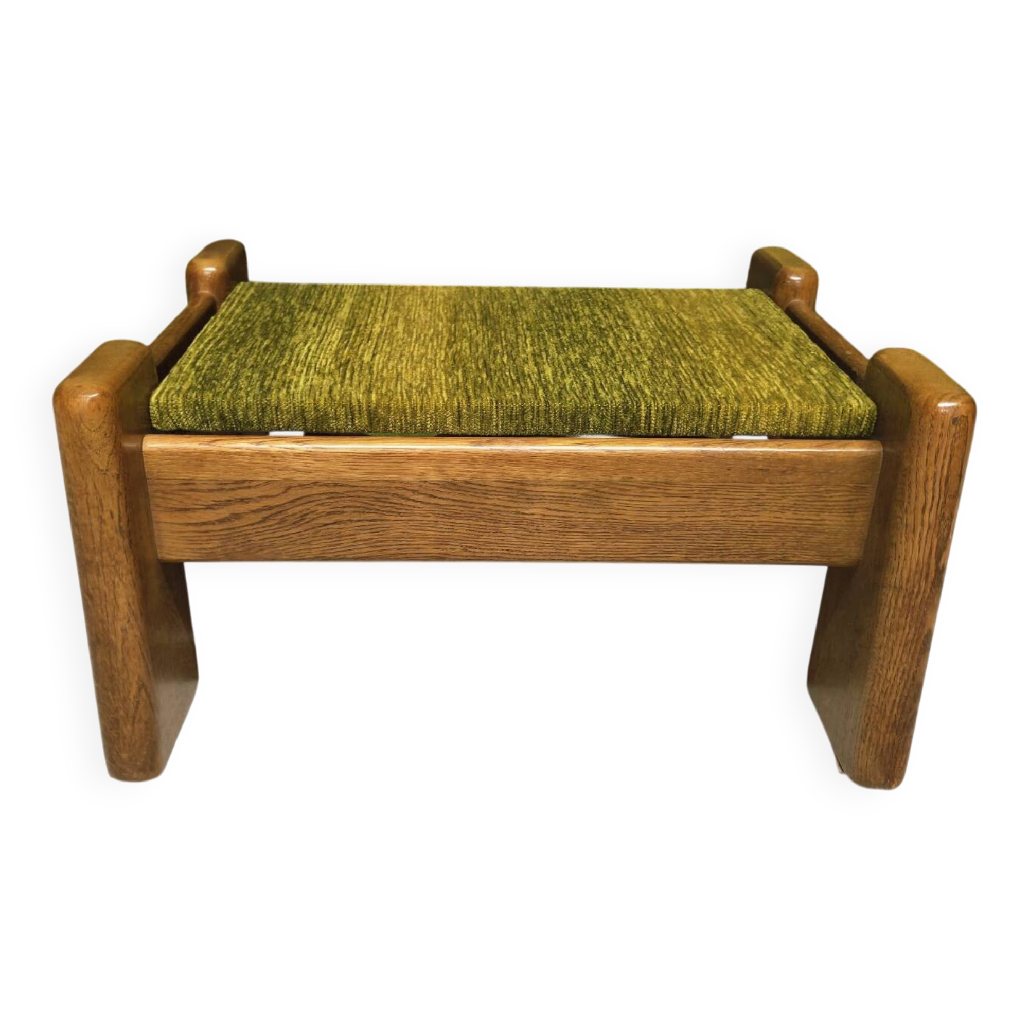 Brutalist oak footstool coffee table - 1970s