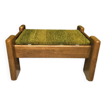 Brutalist oak footstool coffee table - 1970s