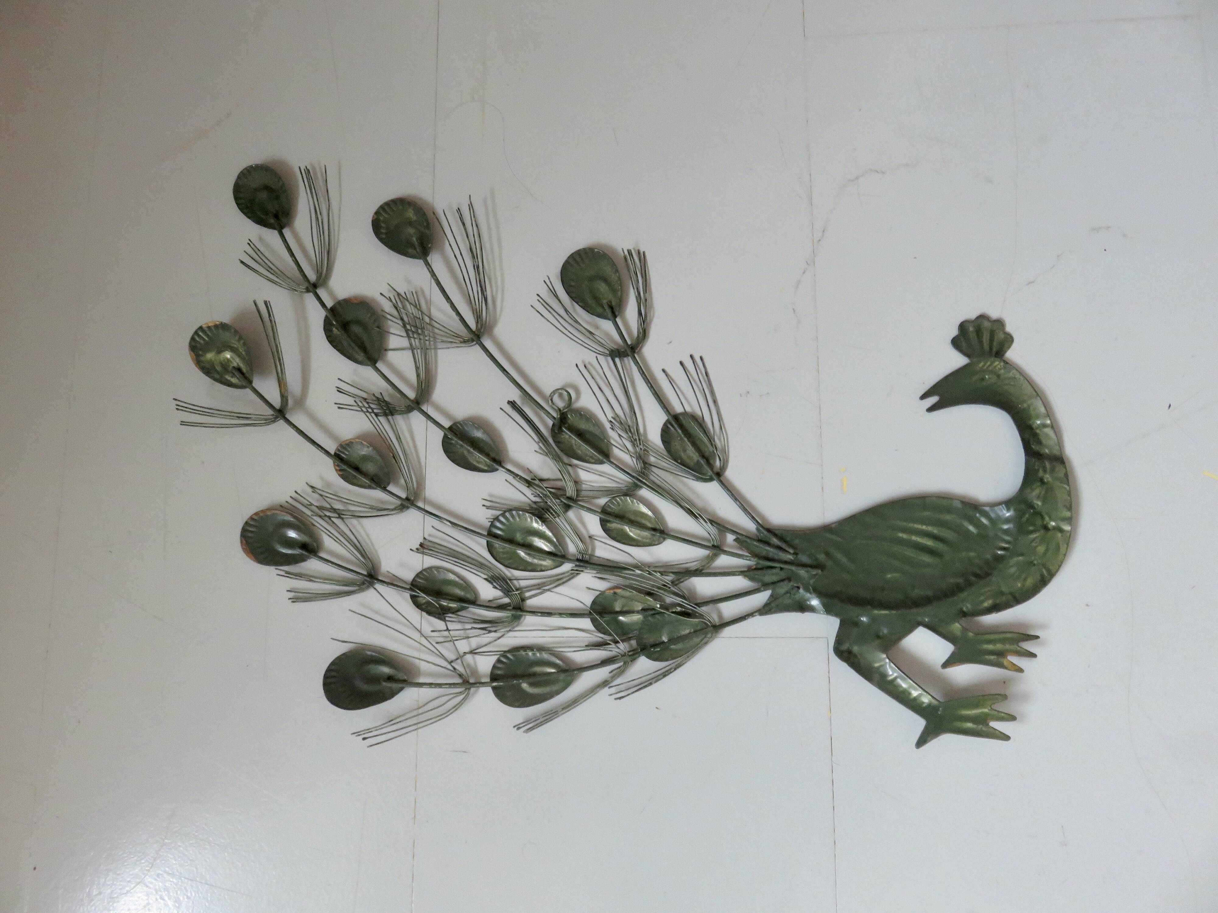 Metal peacock, 60s wall decoration