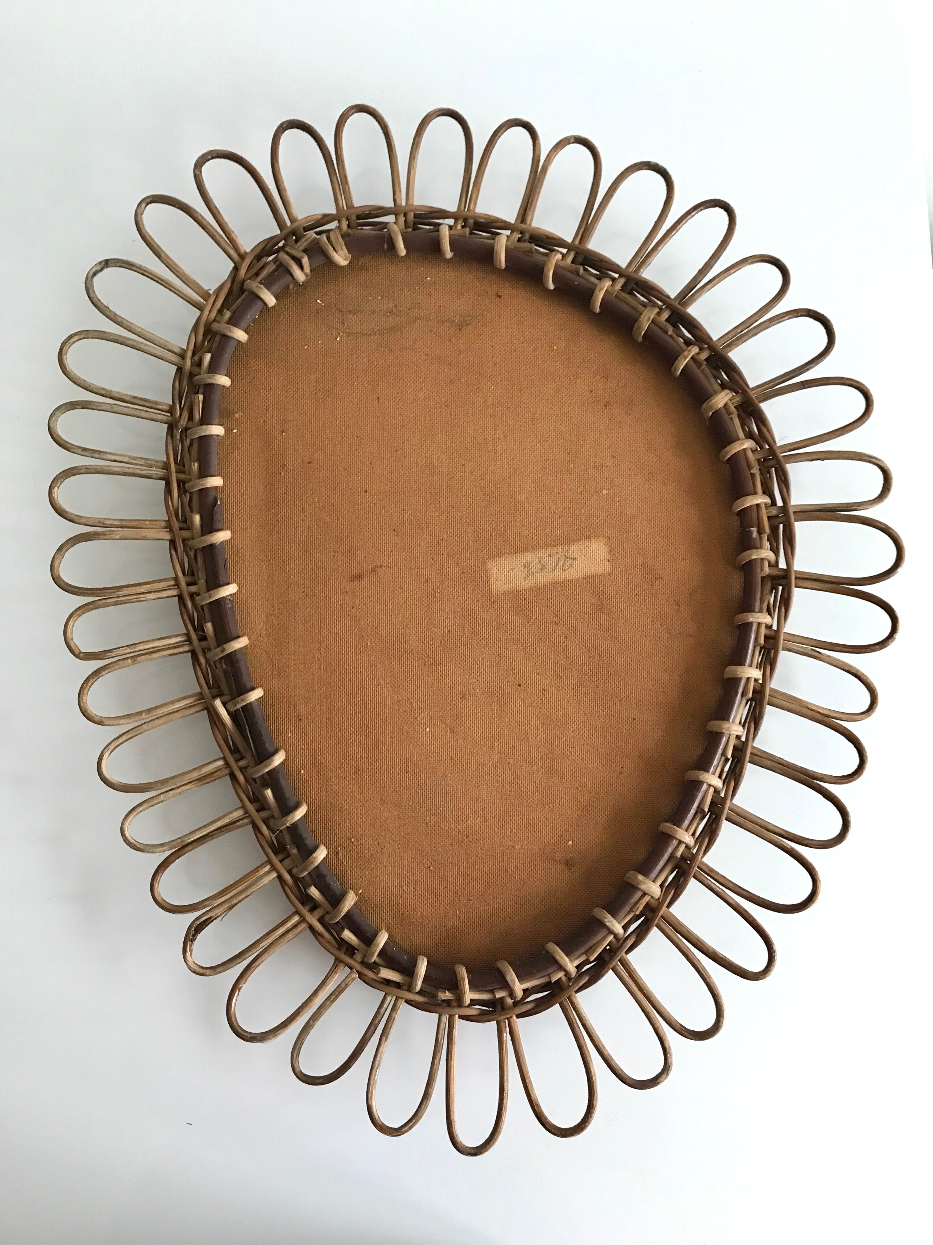 Miroir rotin forme rétroviseur 49x60cm