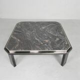Table basse Fedam style Hollywood Regency en marbre et acier