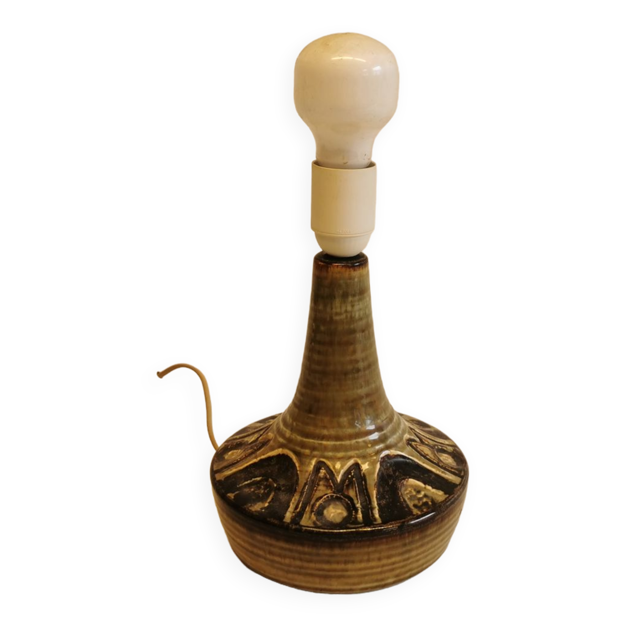 Lampe de table en céramique du danois Søholm dans de belles couleurs beige, vert et or.