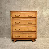 Commode vintage 4 tiroirs pieds compas