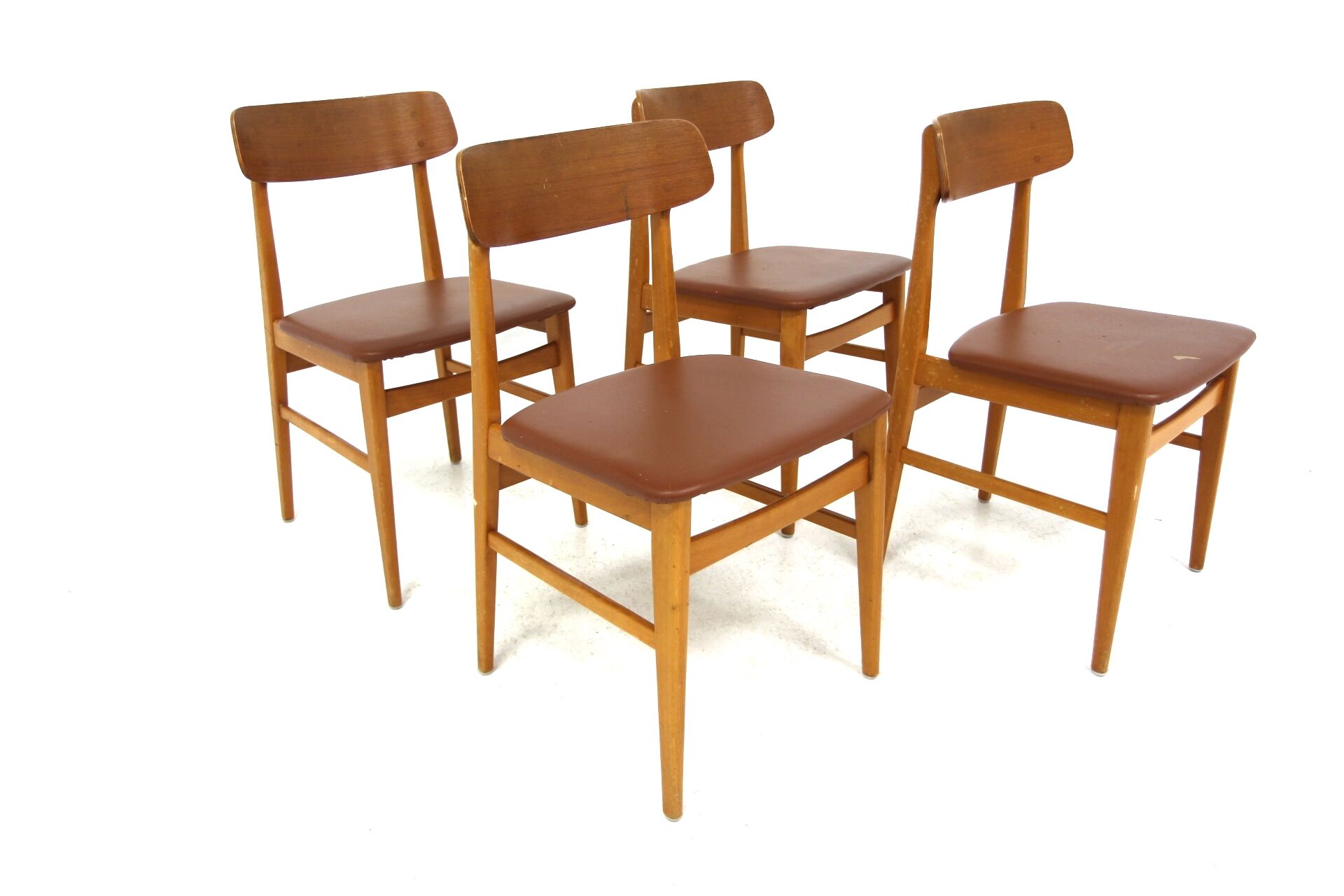 Set of 4 Scandinavian beech chairs, Sweden, 1960