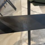 Galathée armchair in green leather, steel and ash wood