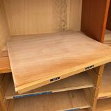 Double column curtained filing cabinet in oak, 1960