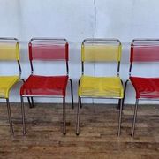 Series of 4 vintage chairs scoubidou of the 1950s