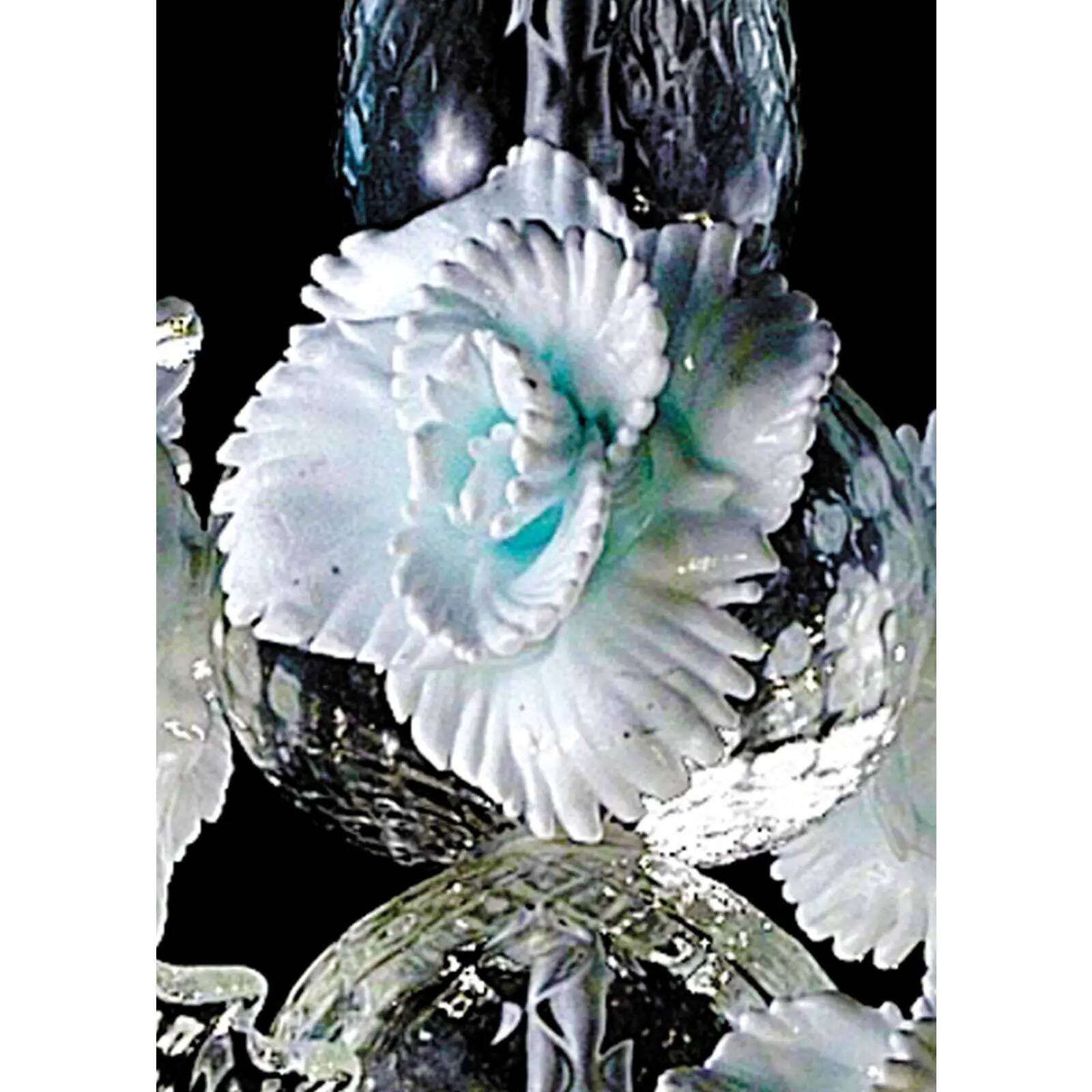 Luxury Romantic Venetian Floral Murano Glass Chandelier in White & Clear