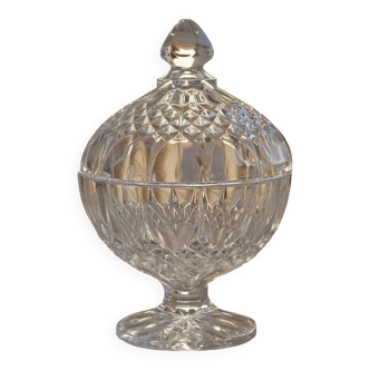 Antique crystal bonbonnière on a pedestal – Cut decoration