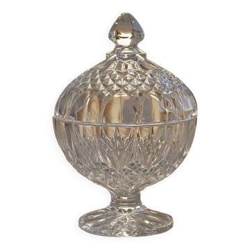 Antique crystal bonbonnière on a pedestal – Cut decoration
