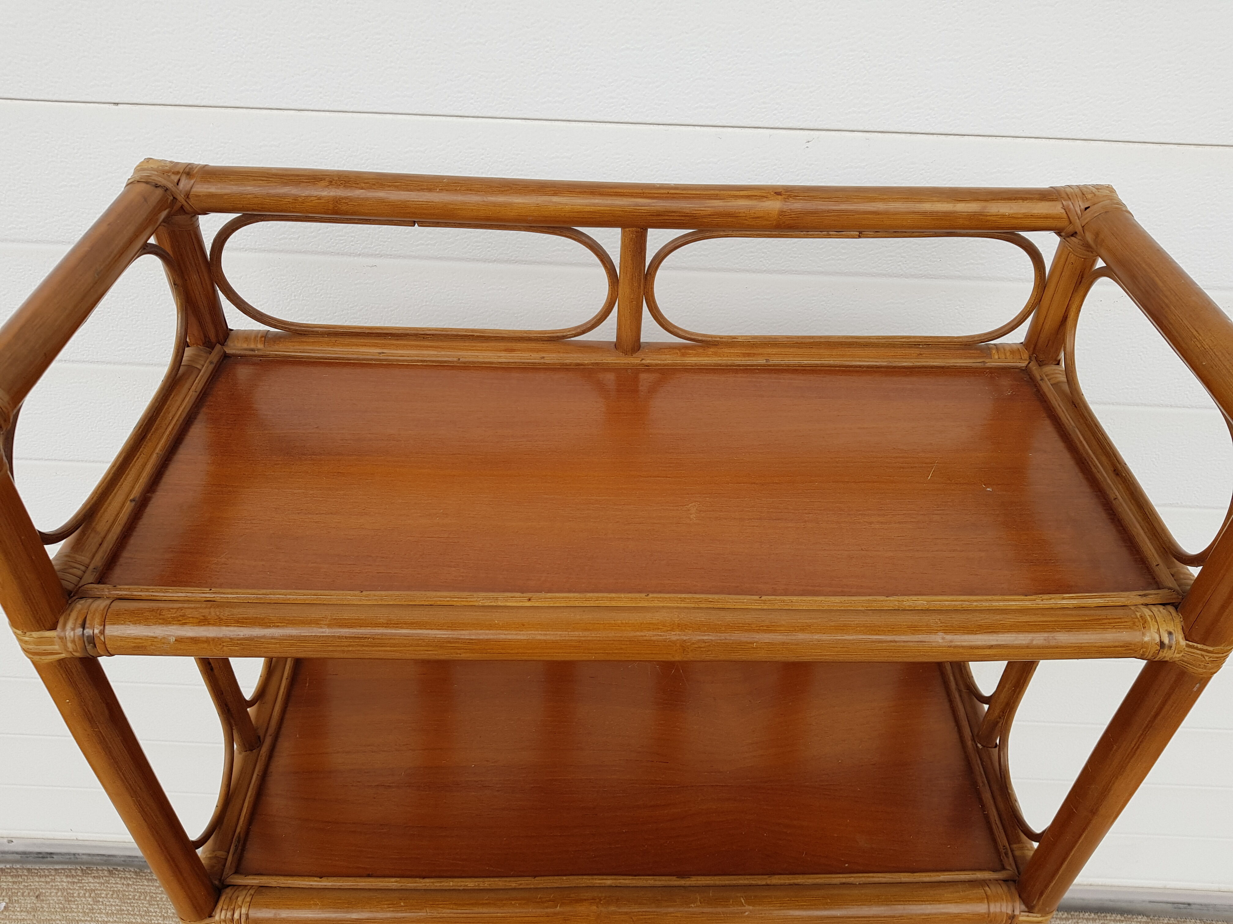 Old shelf in bamboo and rattan 70s