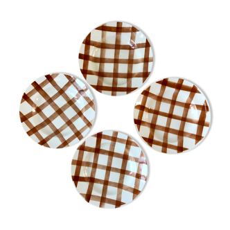 lot of 4 hollow checkered plates Moulin des Loups & Hamage 60s