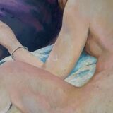 Large Nude Oil Painting on Canvas by Charles Melikoff - XX Century Art - Belgium