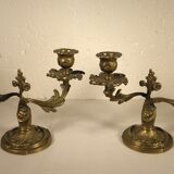 Pair of gilded bronze chandeliers