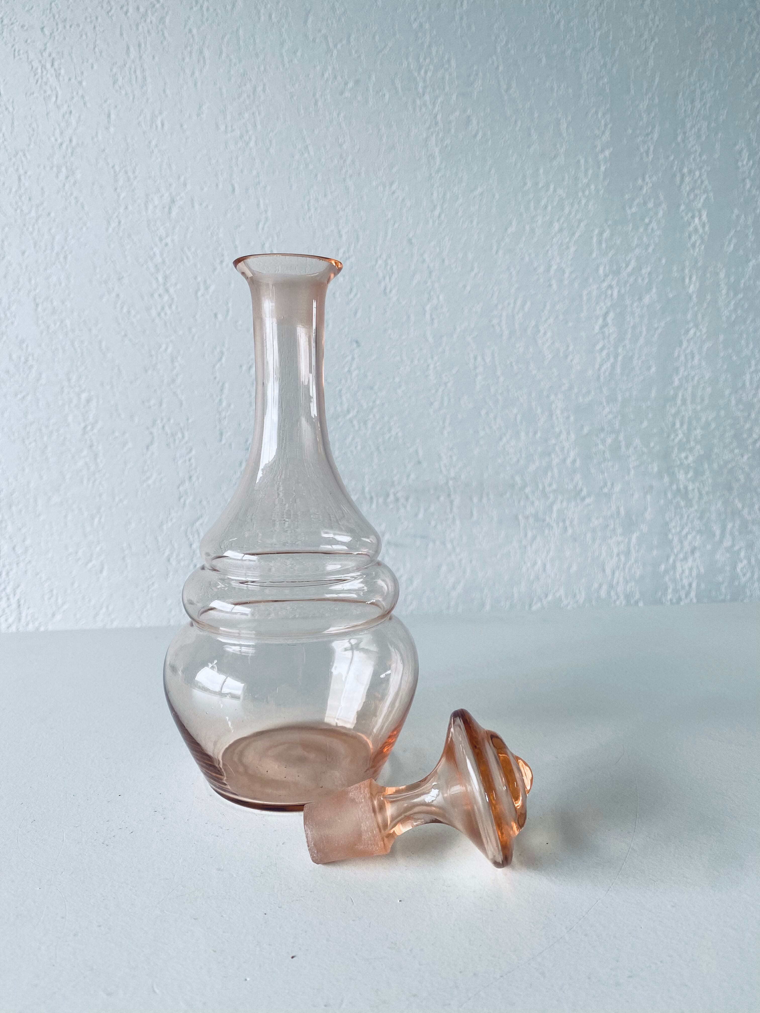 Pink glass decanter