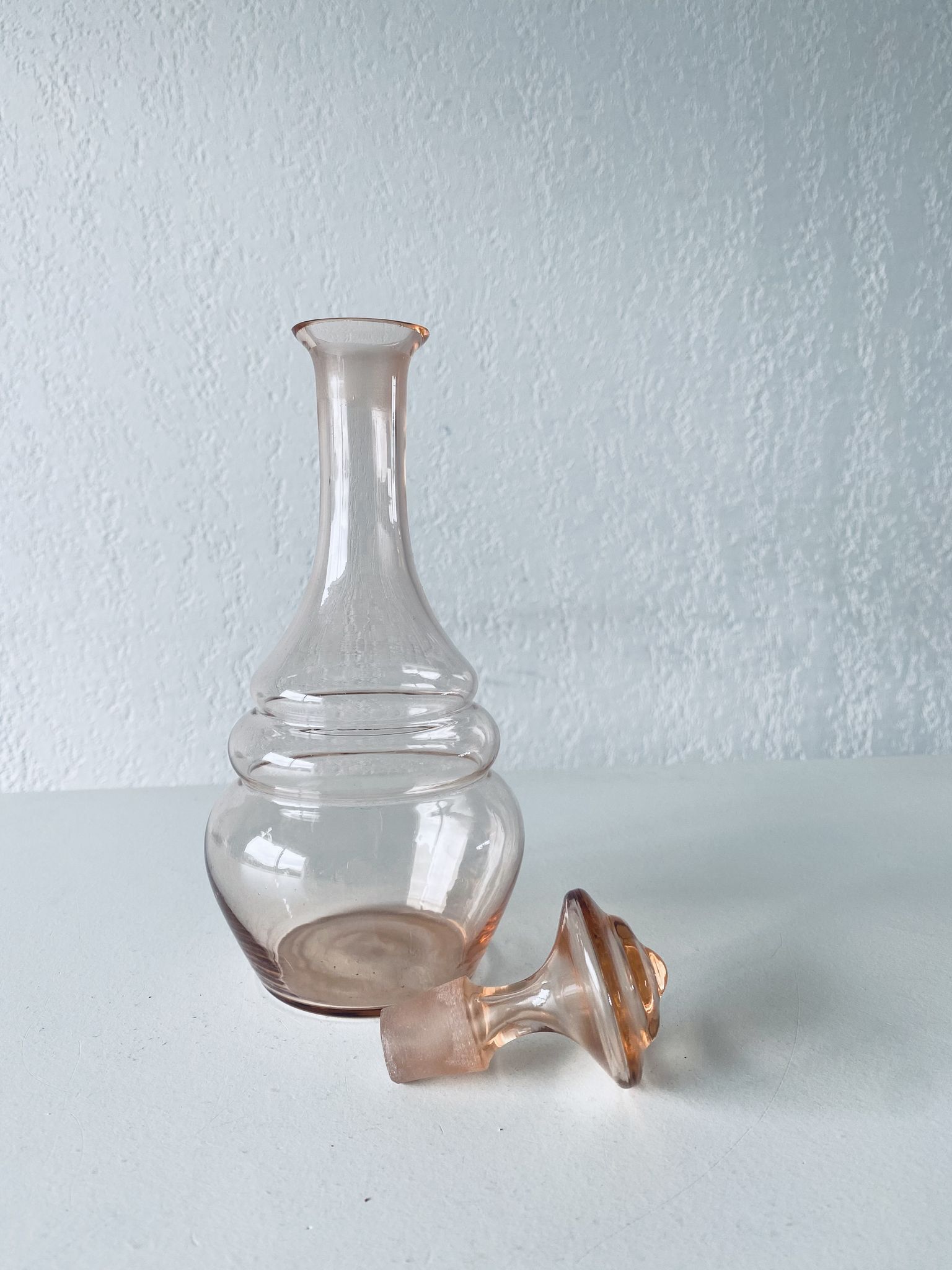 Pink glass decanter