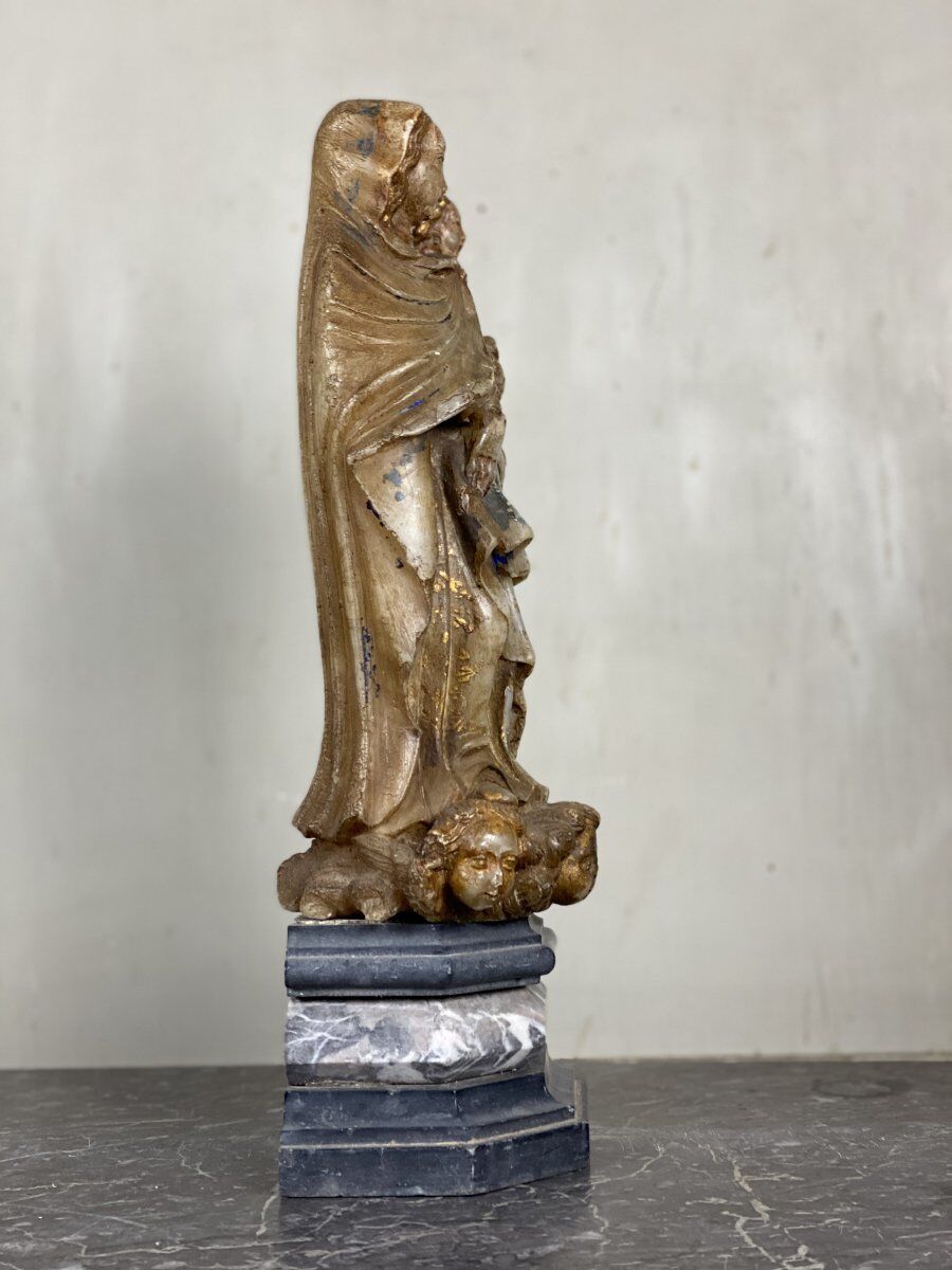 Vierge à l’enfant en albâtre, trace importante de polychromie, Flandre XVIème siècle