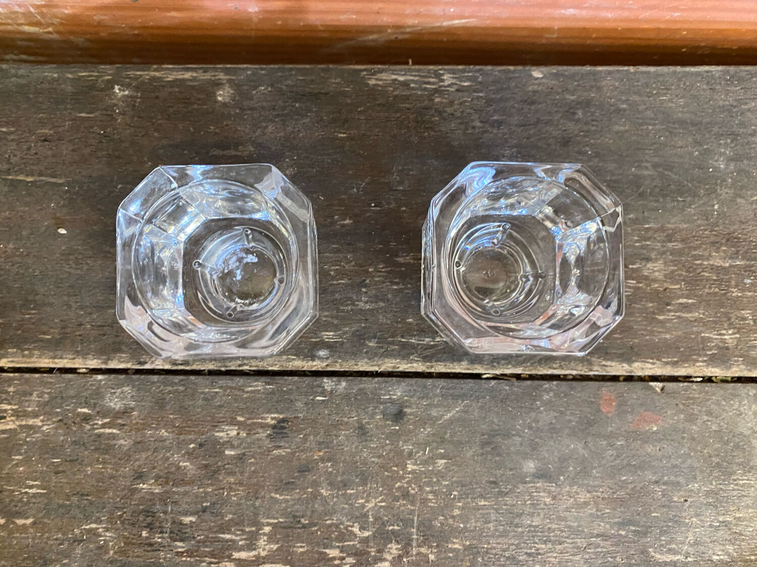 Pair of Antique Candle Holders COVETRO Design Moulded Glass Italy 60’s Vintage