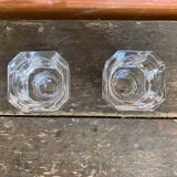 Pair of Antique Candle Holders COVETRO Design Moulded Glass Italy 60’s Vintage