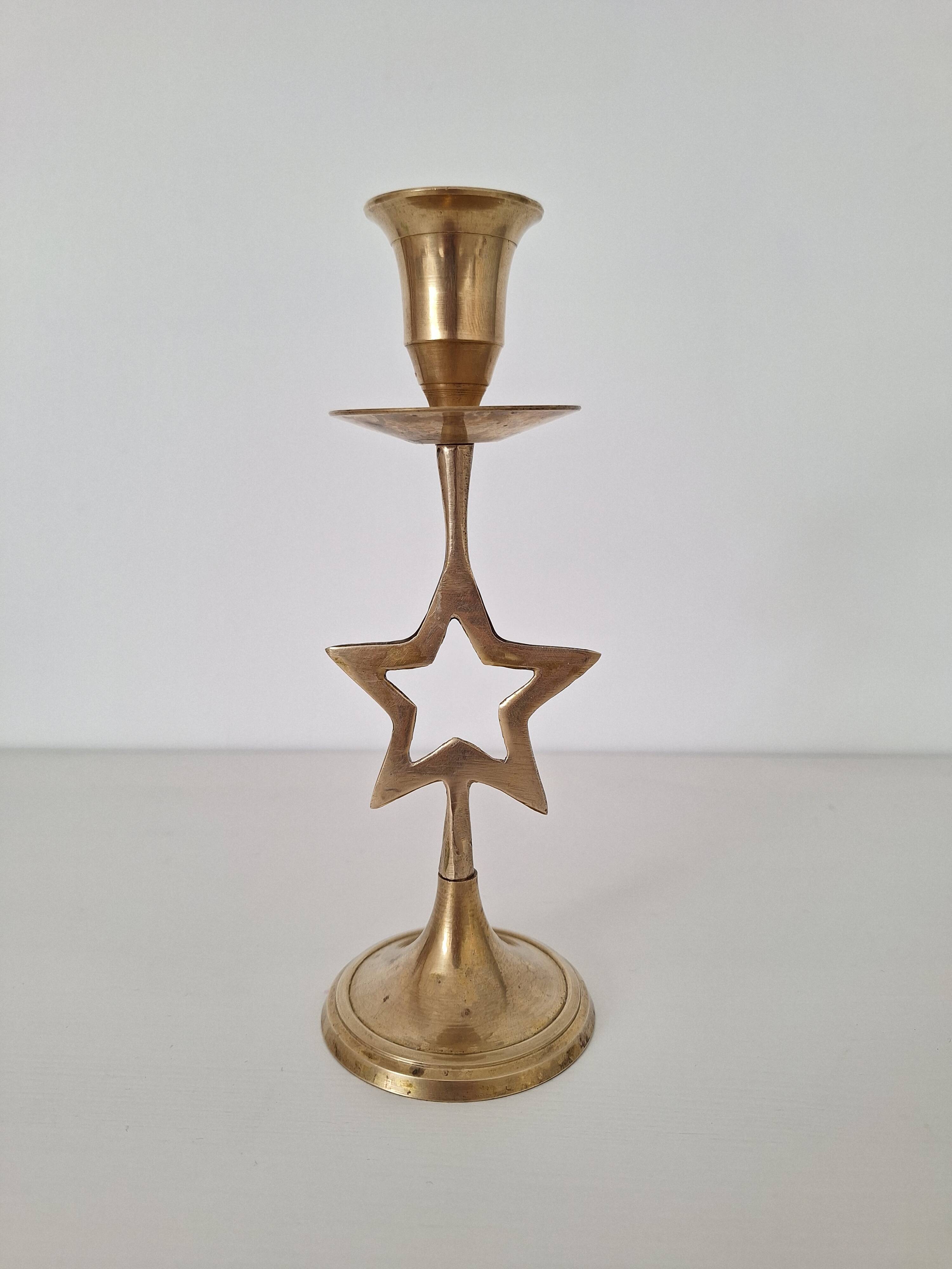 Brass star candlestick