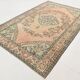 Tapis Vintage Anatolien Rose Poudré, Vert Sauge et Bleu, Fait Main, 191x286 Cm