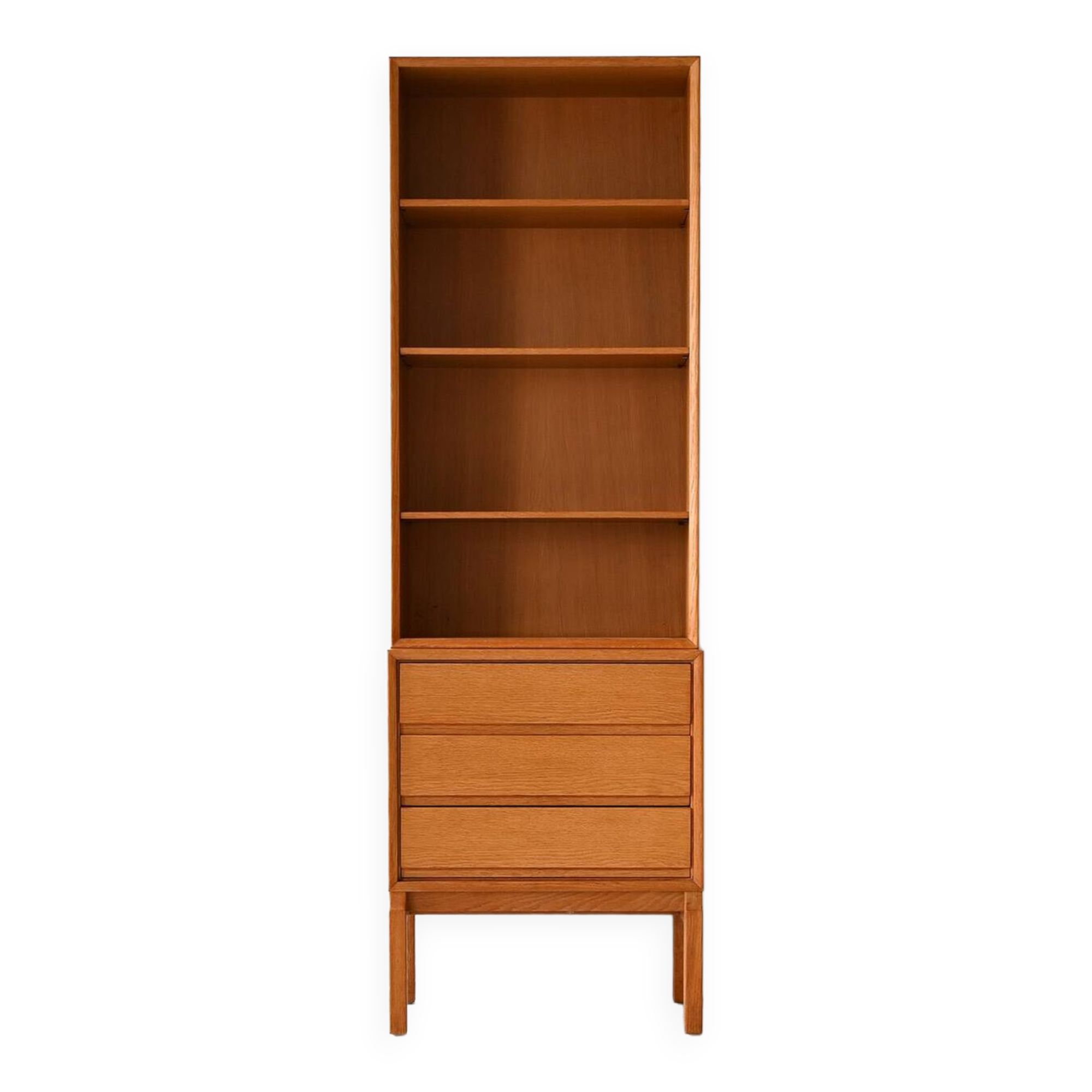 Oak bookcase with drawers