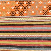 5x6 Vintage Red & Orange Striped Kilim Rug, 163x193Cm
